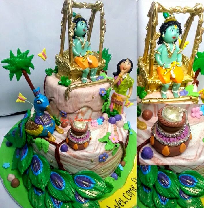 Lord krishna theme cake inspired from krishna animated movie | Bithday cake,  Cake, Cake designs